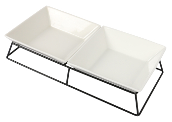 SOPORTE METAL Y COMEDERO DOBLE NEGRO
